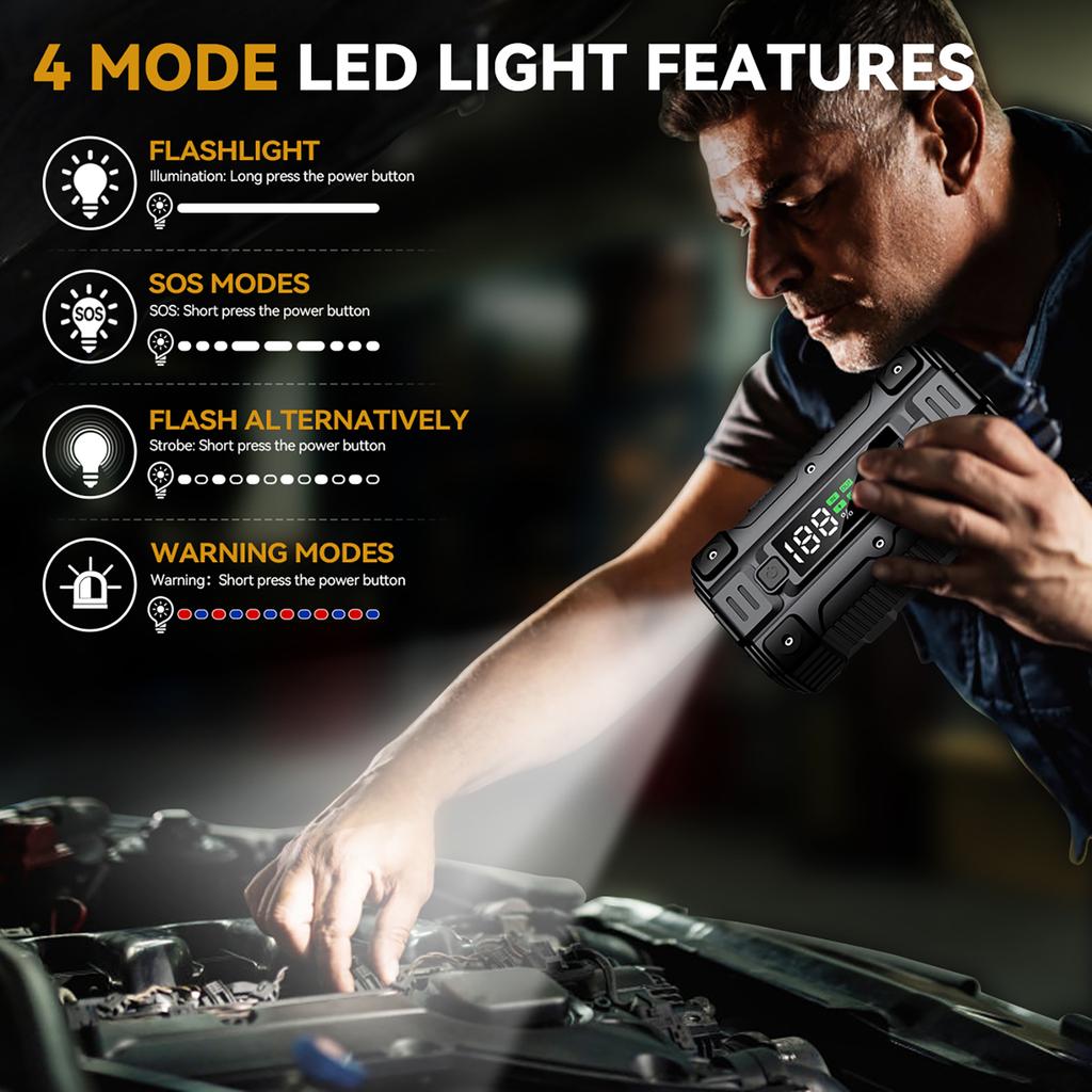 26800mAh 5000A автомобильный пусковой аккумулятор Power Bank 12V портативное зарядное устройство для автомобильного аккумулятора пусковое устройство для бензинового и дизельного автомобиля стартер