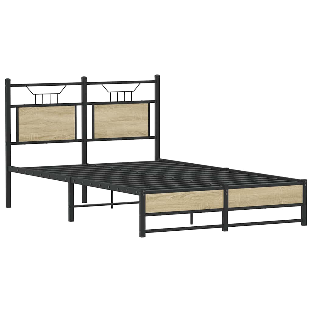Bed Frame without Mattress Sonoma Oak Finish 120x200 cm Wood Based Material
