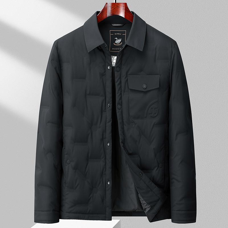 Куртка на гусином пуху с воротником-стойкой в рабочем стиле, мужская деловая повседневная куртка на гусином пуху, устойчивая к холоду