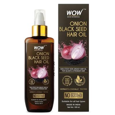 Wow Skin Science Луковое масло для волос с экстрактом масла черного тмина помогает контролировать выпадение волос - 150 мл (УПАКОВКА ИЗ 3)
