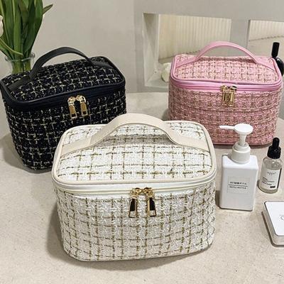 Классические вязаные косметички и чехлы для путешествий, портативная ручная кладь для макияжа, большая вместительная сумка-органайзер для туалетных принадлежностей, сумка для хранения BX100