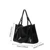 College Student PU Leather Shoulder Bag Underarm Bag Large Handbag Black Tote Bag  Girls Gift