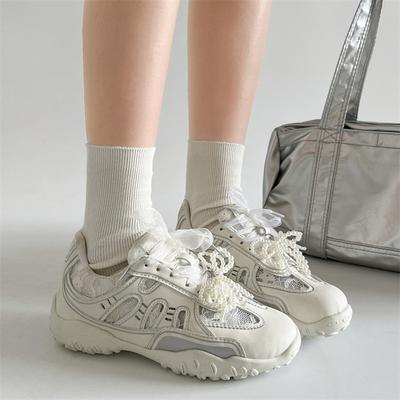 Модные кроссовки на жемчужной подошве универсальные немецкие кроссовки женские новинка весна-осень 2025 легкие увеличивающие рост спортивные кроссовки Forrest Gump