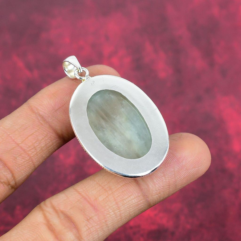 Aquamarine 925 Solid Sterling Silver Pendant, Handmade Gemstone Pendant Jewelry, Gifts For Wife Brand New Pendant