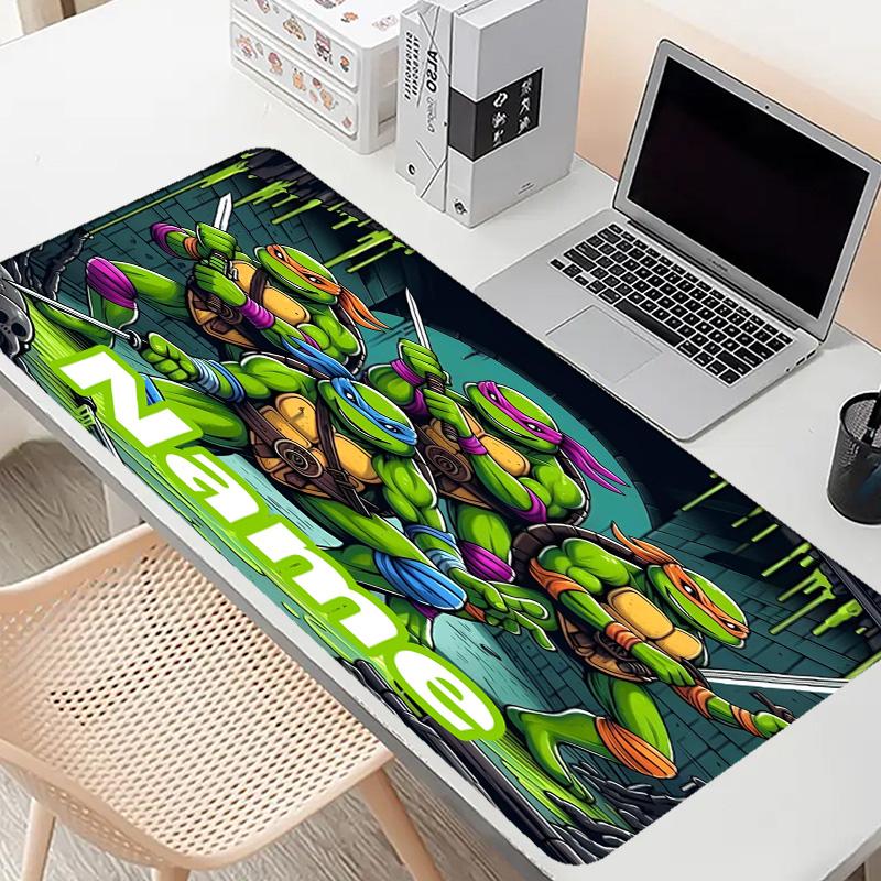 Custom Name Personalized Teenage Mutant Ninja Turtles Pattern Mousepad, Laptop PC Desk Mat, Decorative Desk Mat for Home Keyboard Pad Gift