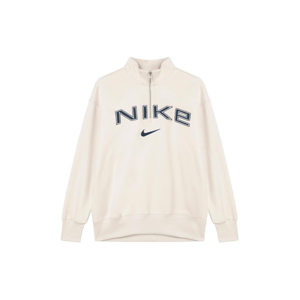 Nike Спортивная одежда Phoenix Флис Логотип FW24 Повседневная спортивная куртка-пуловер с длинным рукавом Женские куртки Бело-кремовый FV7680-104