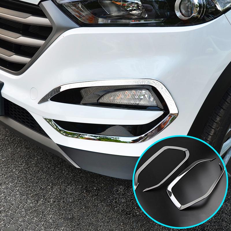 Front Rear Fog Light Frame Cover For Hyundai Tucson 2015 2016 2017 2018 Abs Chrome Foglight Lamp Trim Insert Bezel Car