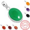 925 Sterling Silver Pendant Women Gemstone Handmade Jewelry Mothers' Day Gift Amber Amethyst Black Onyx Carnelian Garnet Quartz Green Onyx Gold Stone