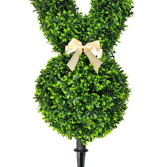 Искусственный кролик, топиарий, зеленый пасхальный кролик, топиарий, дерево, искусственная зелень, кролик с шипом для пасхального весеннего крыльца, патио, декор для дома и улицы
