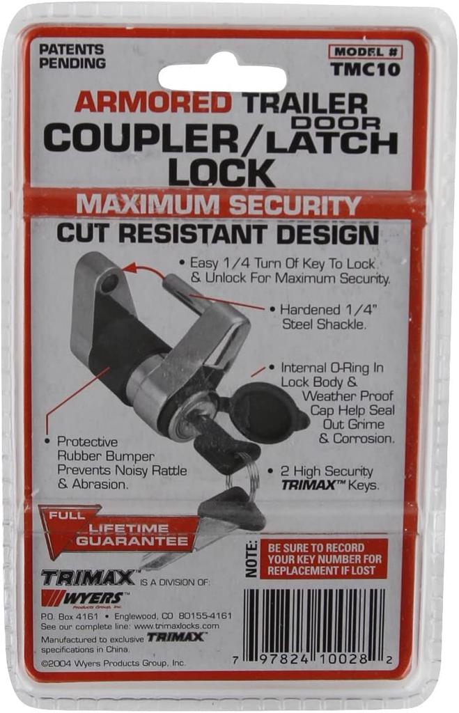 Замок сцепного устройства прицепа Trimax, хромированный, противоугонный