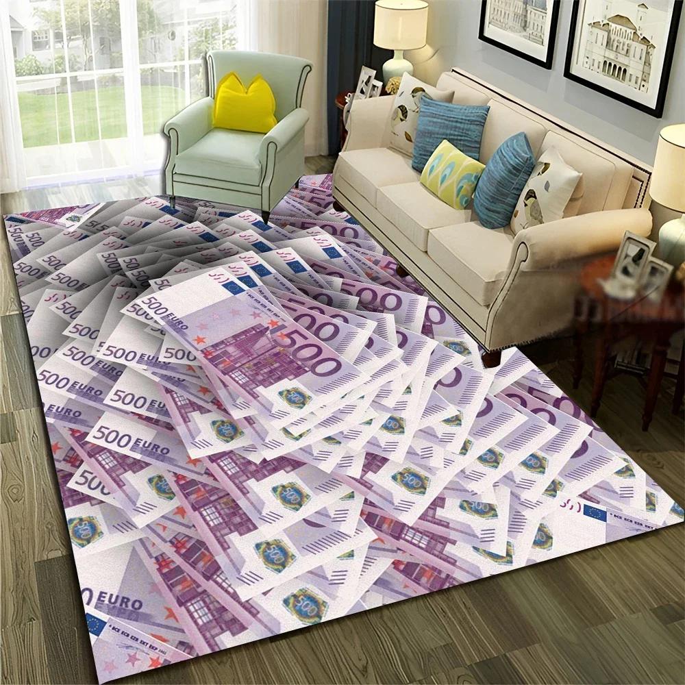 3D Ковер с узором из долларов и евро, богатый узор, для дома, гостиной, спальни, дивана, прихожей, Декор, Детский коврик, Нескользящий коврик для пола