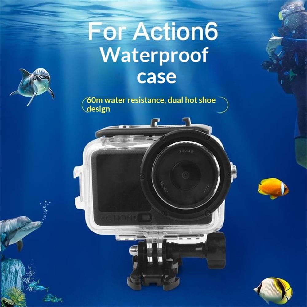 For DJI Osmo Action 6 Waterproof Case 60M Underwater Housing Diving Action Camera Protective Shell