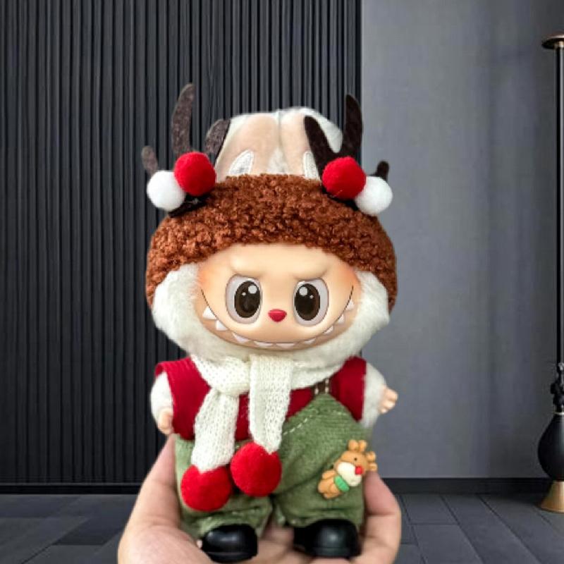 Горячий подходит для одежды labubu baby 17 см, холщовая одежда, кукла-сюрприз, набор для переодевания, рождественский и новогодний набор