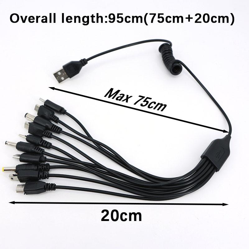 1 USB папа на 5-сторонний 10-сторонний тип C DC 5.5x2.1мм 2.0x0.7мм папа 5P V3 V8 mirco usb папа кабель для зарядки с пружиной 10 в 1 зарядное устройство