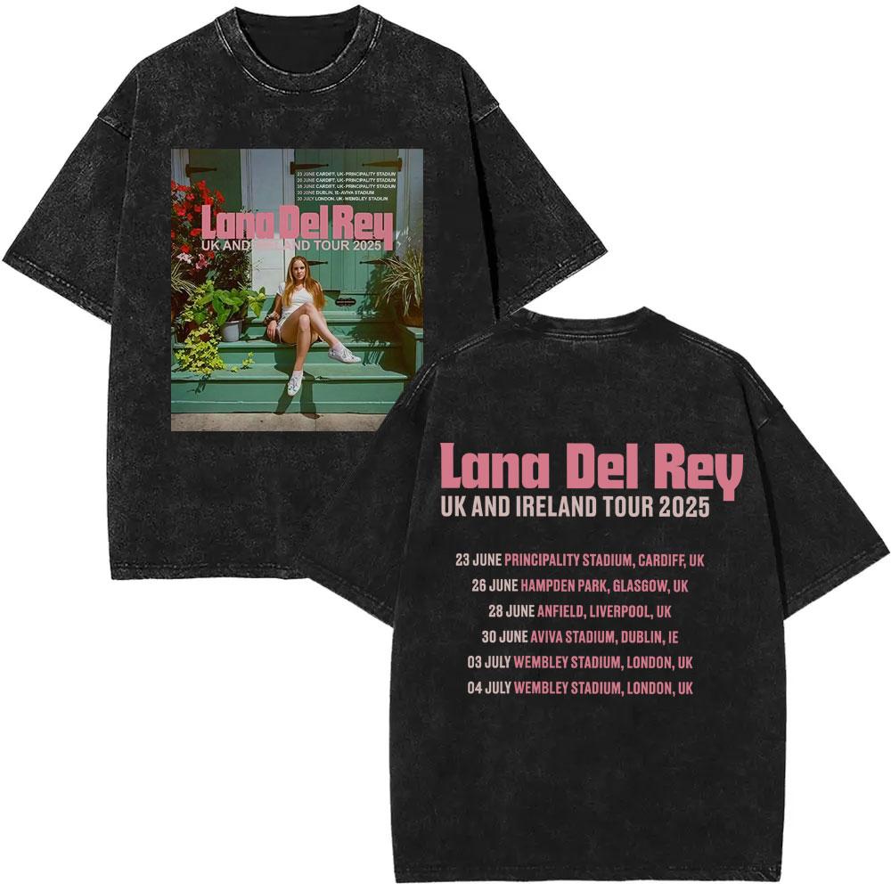 Washed Vintage WashedLana Del Rey Tour Tshirt Men Women Hip Hop Fashion Pop Music Tshirts Unisex Casual Cotton T Shirts