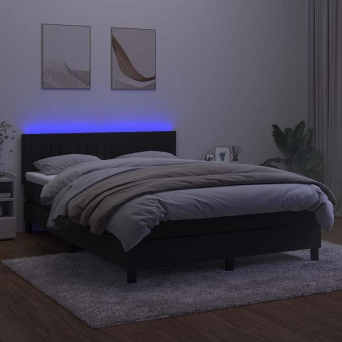 Maison Exclusive - Sommier à lattes de lit avec matelas et LED Noir 140x190 cm