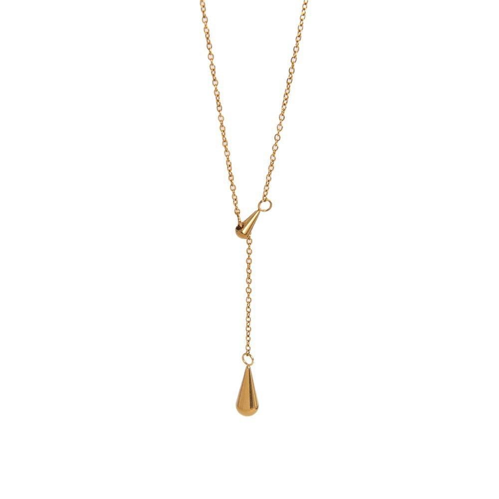 Adjustable Water Drop Tassel Necklace Y-shaped Collarbone Chain Metal Necklace  Jewelry Gifts