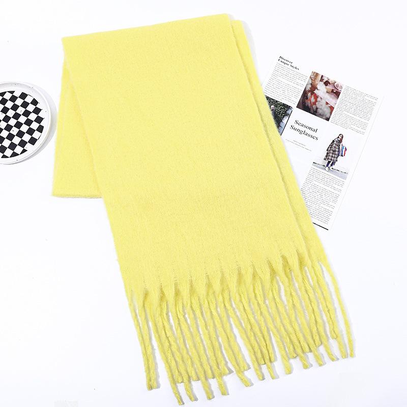 Imitation Cashmere Scarf for Women Winter Warm Thickening New Solid Color Scarf for Men Thick Tassel Woolen Scarf