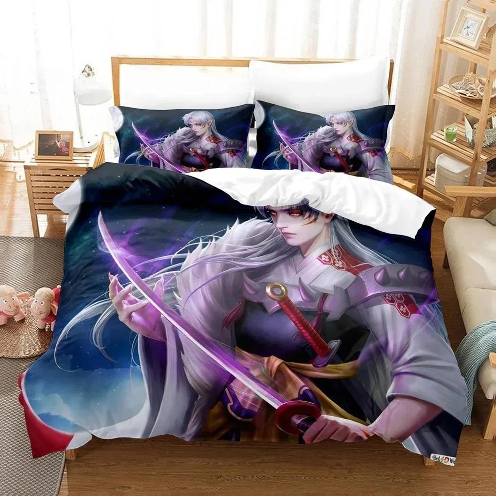New Fashion Inuyasha Bedding Collection Single Twin Full Queen King Size Bed Collection Adult Kid Bedroom 3D Anime Bed Sheets And Pillowcases