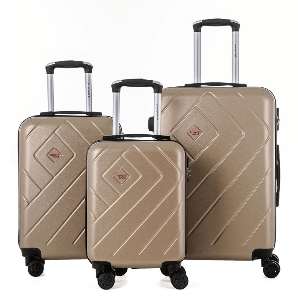 Set of 3 Rigid Suitcases (M-66cm) (S-56cm) (XS-45cm) PRICE CHAMPAGNE