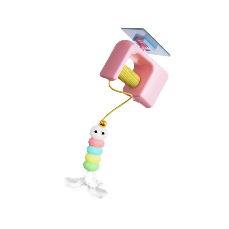 Электрическая игрушка-качалка для кошек с колокольчиками, перьевой элемент, подвесной дизайн, время для игр