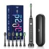 JTF P200 Electric Sonic Toothbrush with 6 Replacement Travel 5 Cavity USB Charging IPX7 Perfect Gift Heads, Case, Modes, Prevention, Rechargeable,