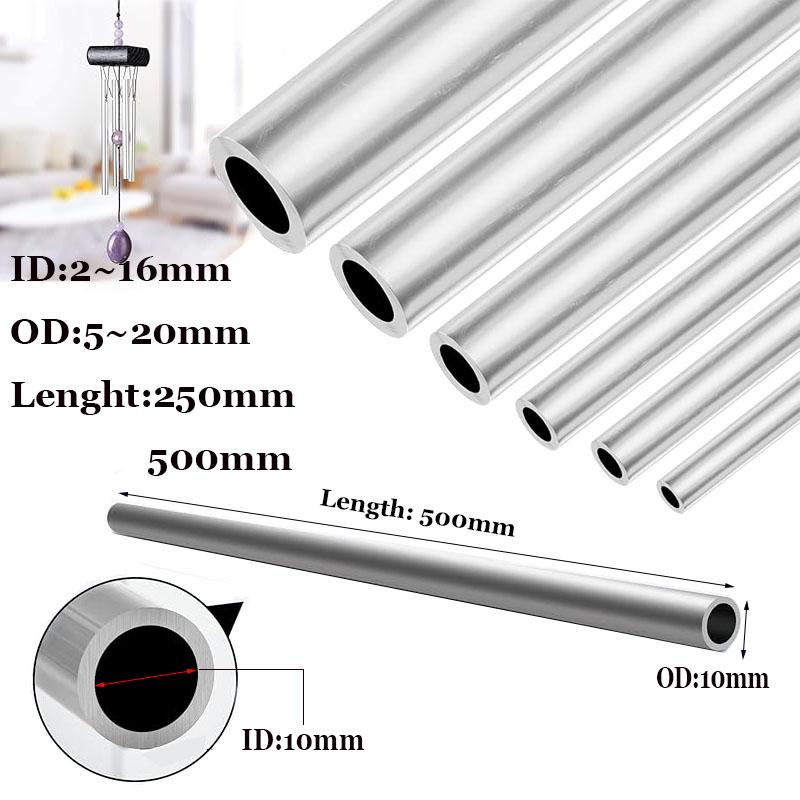 6061 Aluminium Pipe Length 250mm/500mm OD 5~20mm Inner Dia 2mm~16mm Straight Round Aluminum Alloy Tube