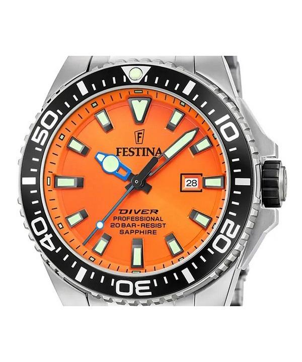 FESTINA Diver Stainless Steel Orange Dial Quartz F20663-4 200M Men's Watch