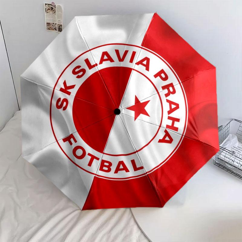 Узор SK Slavia Praha, автоматический складной зонт, портативная и складная конструкция, 8 спиц, рождественский или праздничный подарок.