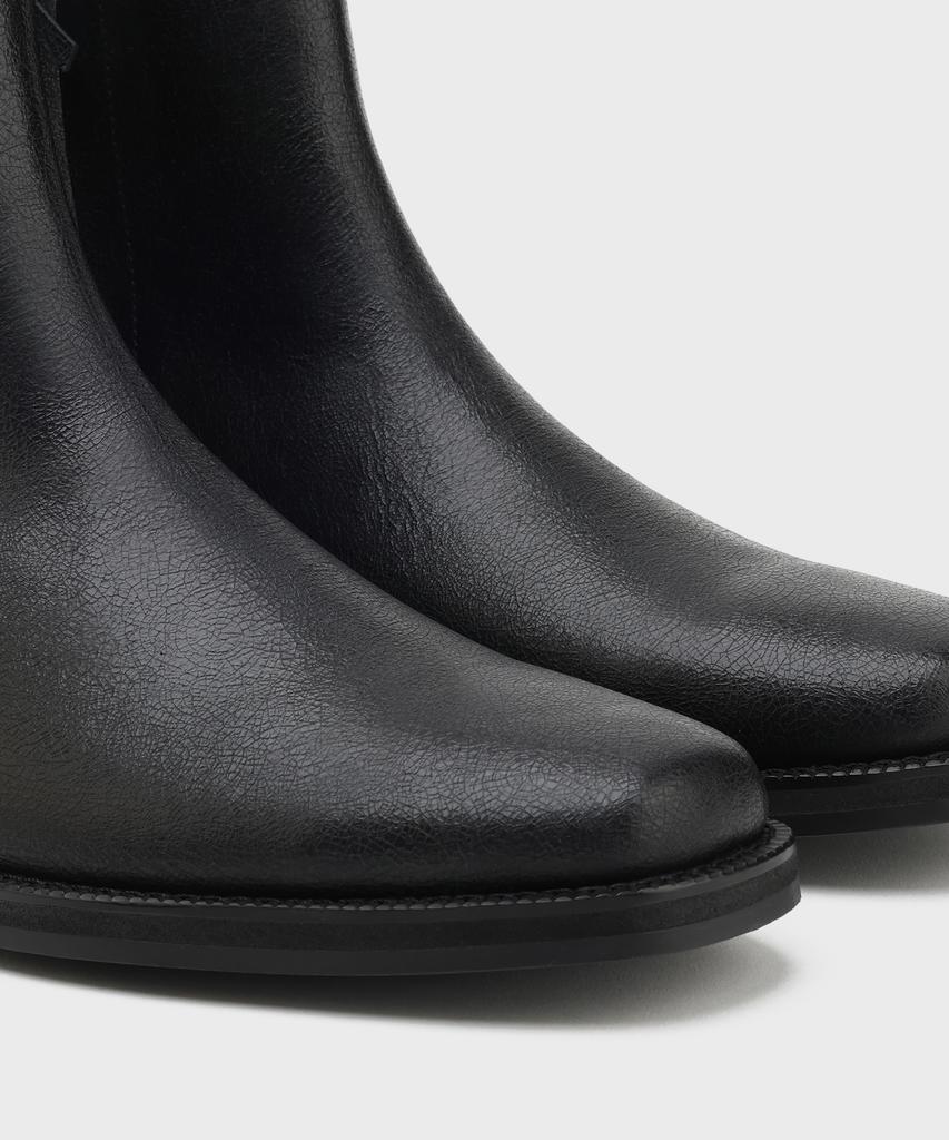 Firenze Atelier [Vibram] Minimal Semi-Square Zip-Up Boots 7430-Z [Crack Black]