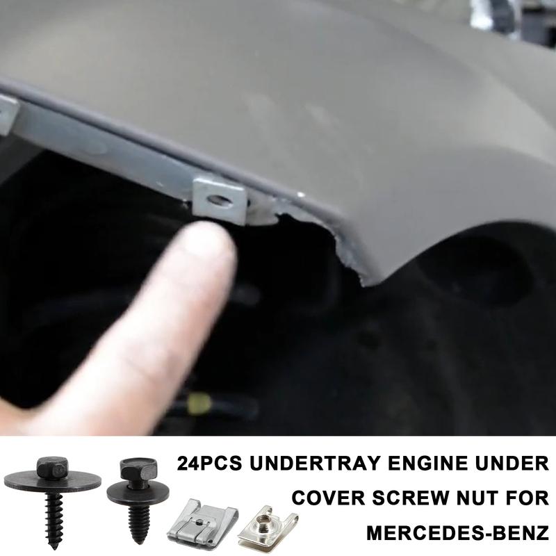 24Pcs Car Engine Undertray Fixing Clips Screws for Mercedes-Benz E-Class C-Class W203 W204 W211 Under Cover Rivet Fasteners