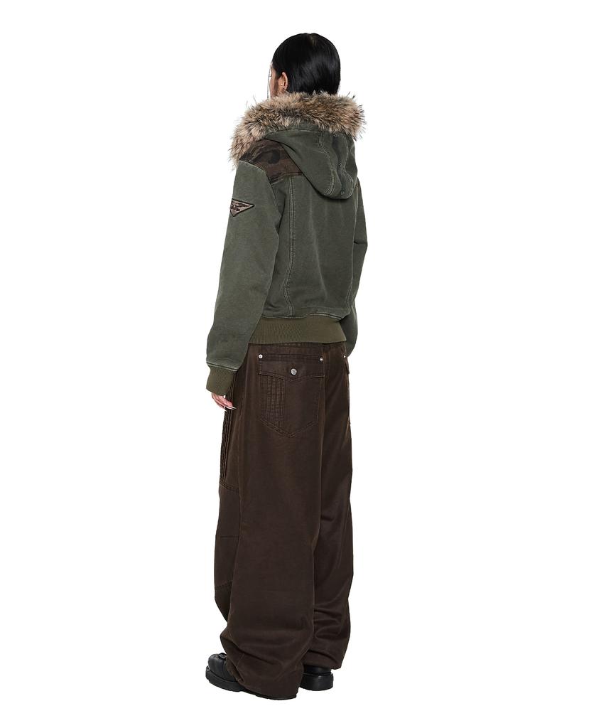 Aakam Fur Camo Contrast Jacket (Khaki)