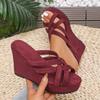 Fashion Roman Cross Strap Wedges Sandals Women 2025 Summer Thick Sole Non Slip Slippers Plus Size Comfort Chunky Platform Beach Shoes