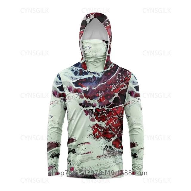 Outdoor sunscreen clothing, ice silk long-sleeved fishing clothing, quick-drying breathable hoodie, face towel, integrated mosquito-proof clothing +
