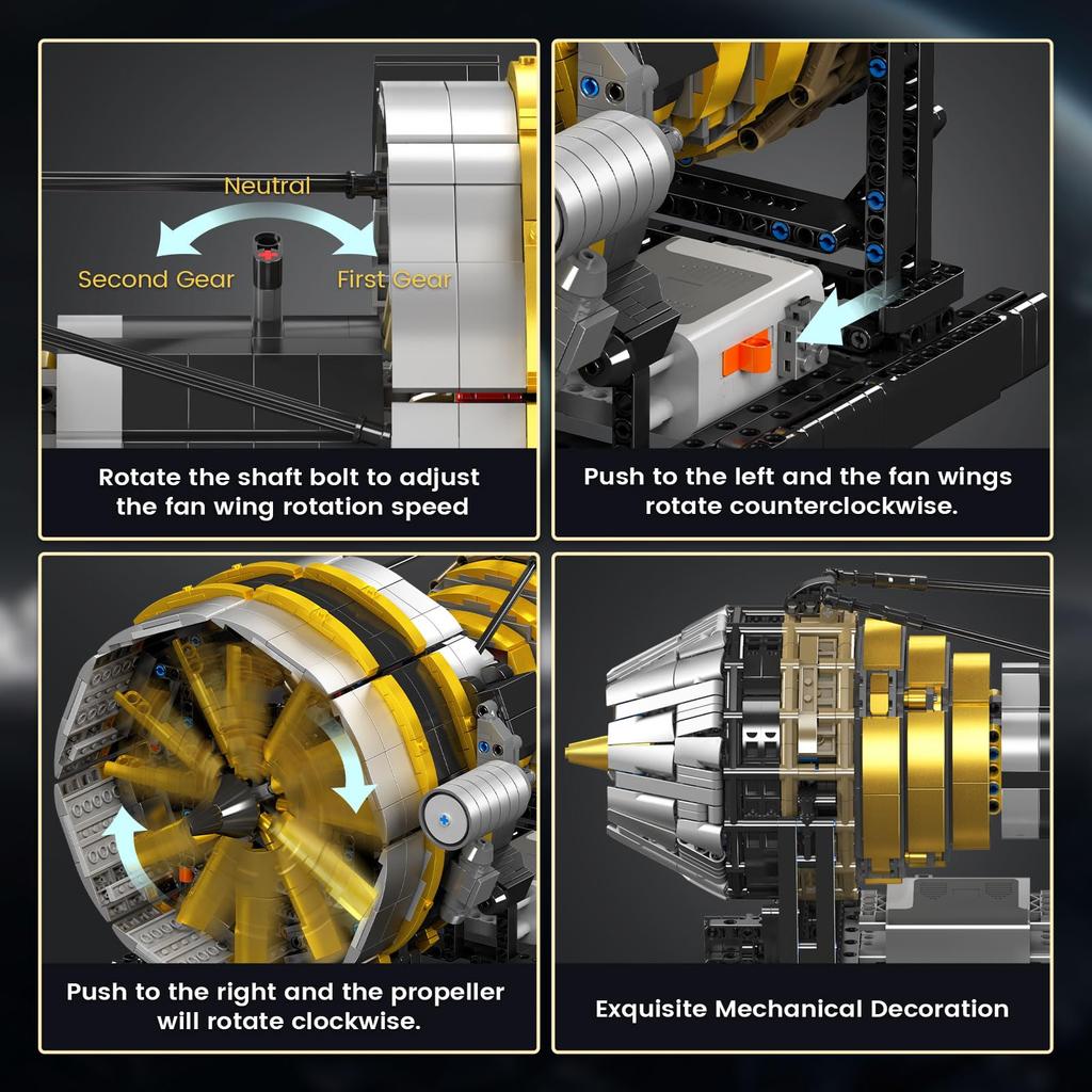 Mold King 10141 Aircraft Engine Model Block Set, Technical Aircraft Engine Clamp Block Set, Includes Motor and Box, Suitable for ChildrenAdults
