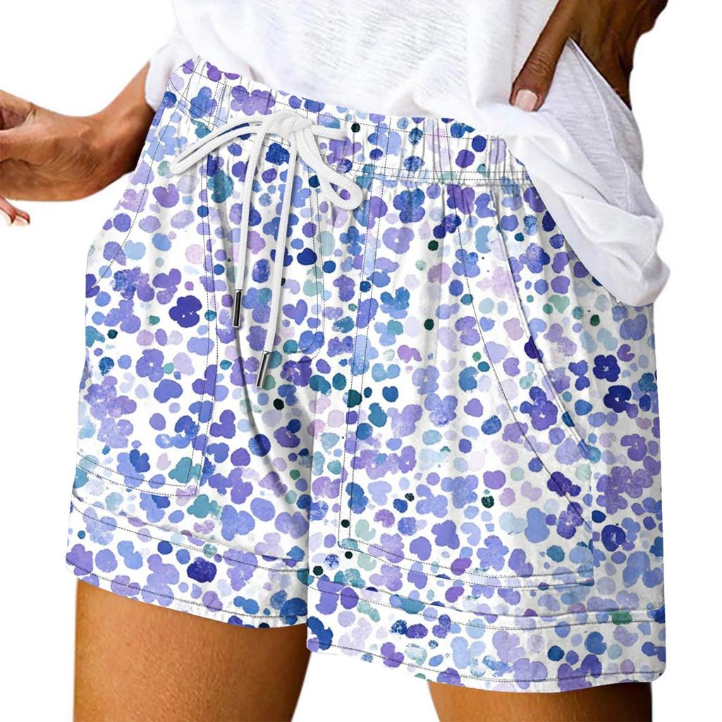 Women's Casual Summer Elastic Beach Shorts Print Casual Shorts