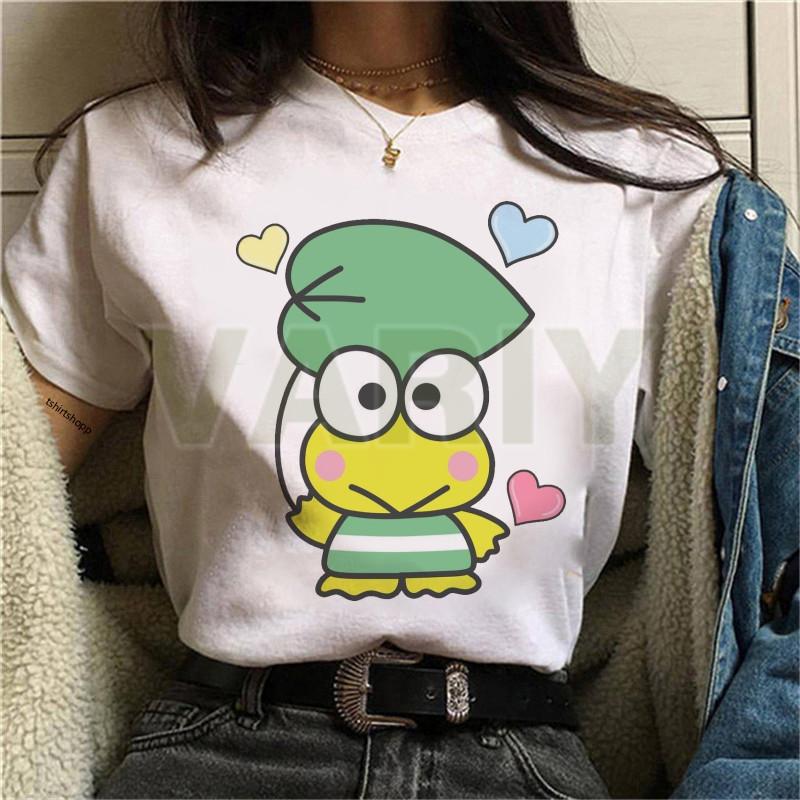 Женская футболка в стиле ретро Keroppi Gudetama Take A Bath Printed Top Корейская женская футболка с короткими рукавами и круглым вырезом, подходящая для повседневного ношения