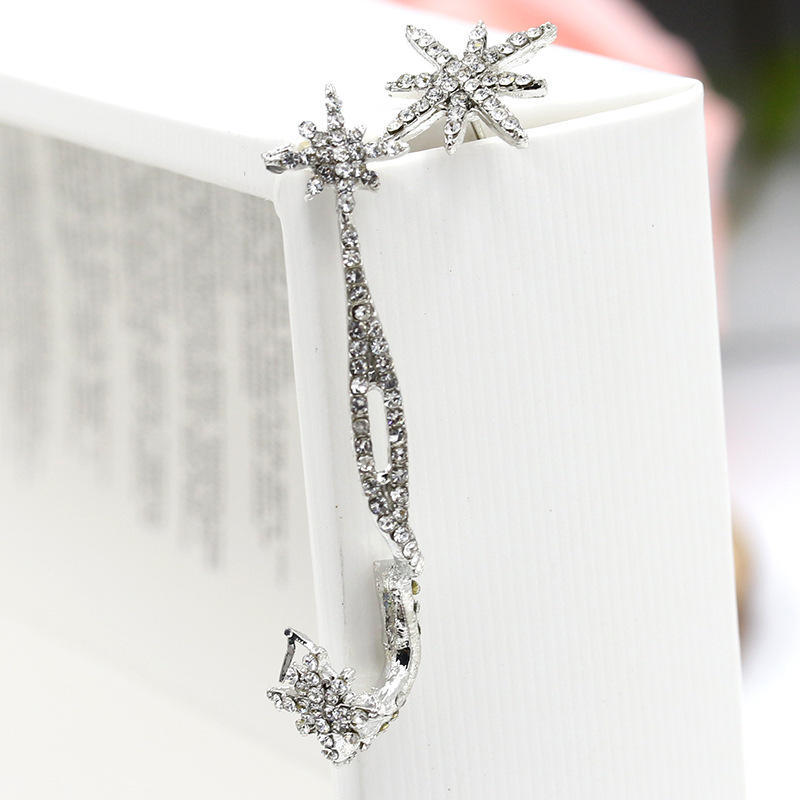 Модные асимметричные серьги-клипсы в виде снежинок, индивидуальные преувеличенные серьги для женщин, ювелирные изделия ADM