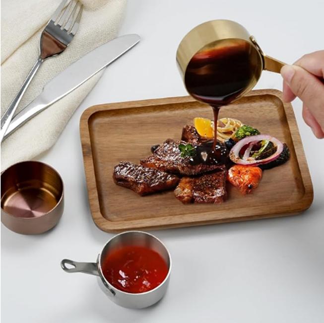 Handle Stainless Steel Sushi Hot Pot Dipping Bowl Vinegar ContainerSauce Cup Mini Sauce Pan Small Bowls for Dipping Sauce