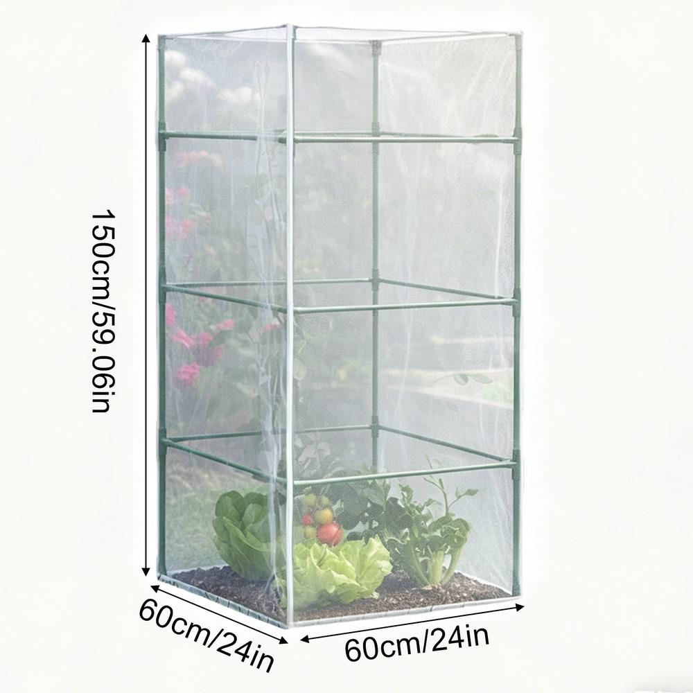 Сетчатый чехол для растений на молнии, складной, квадратный, 24x24x59 дюймов, садовая сетка-барьер для высоких грядок, овощей, цветов