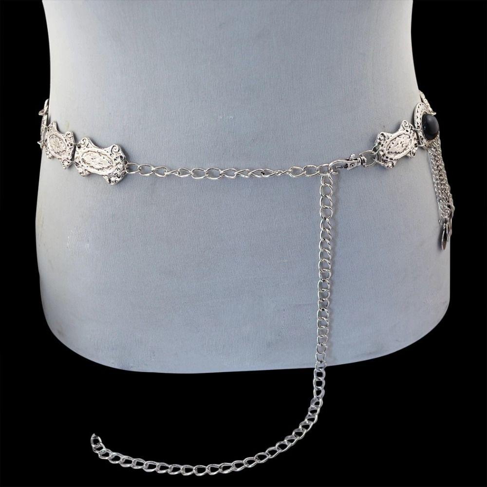 Длинные кисточки Пояс Цепочки на живот Цыганский Бохо Хиппи Украшения Цепочка на тело Цепочка на тело Афганский узор Этнический Пояс для танцев Бохо Наряд