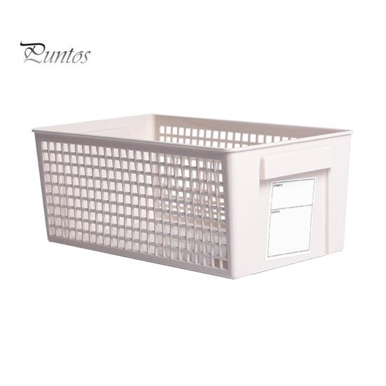 Пластиковая корзина для хранения с этикеткой, многоцелевая корзина для хранения с нескользящей ручкой, вентилируемая, легко моющаяся корзина для хранения косметических канцелярских принадлежностей