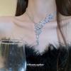 Серебряная игла супер-блеск циркон бабочка бахрома серьги колье набор темперамент мода ключица цепь высококачественные свадебные аксессуары
