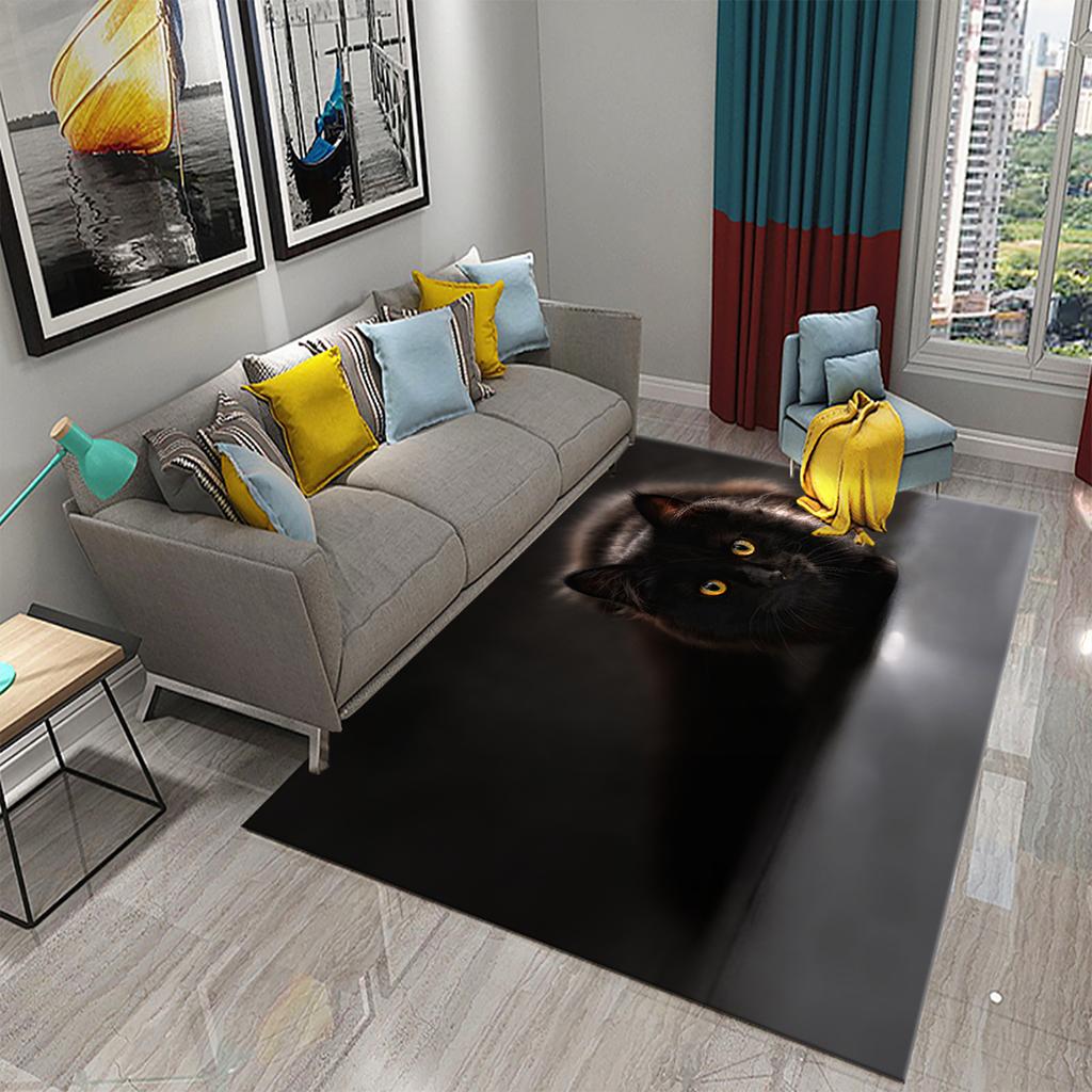 Коврик для спальни, коврик для ванной комнаты, домашний декор, нескользящий дверной коврик, милый загадочный ковер с черным котом, ковер для гостиной