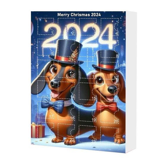 Рождественский праздничный адвент-календарь 2024 года, набор игрушек «Такса на удачу», уникальное рождественское украшение, 24-дневный календарь обратного отсчета для укрепления семейных связей