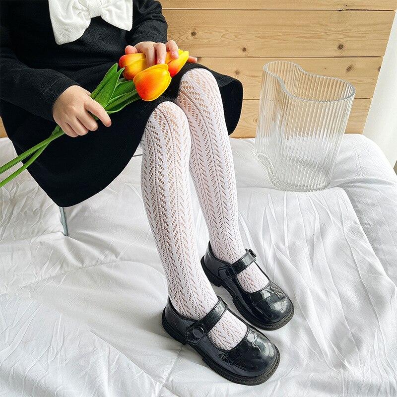 Детские колготки для девочек Ins, однотонные однотонные колготки с сердечком и пшеничным узором для маленьких девочек, весенне-летние тонкие сетчатые колготки для малышей