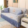 Elastic Sofa Cover with Ruffled Skirt & Geometric Pattern - One-Piece Slip-Resistant Dust-Proof Slipcover for 1-4 Seater Sofas