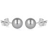 [Q7029] - Gray 'Perla' Silver Earrings (rhodium-plated) - 6 Mm