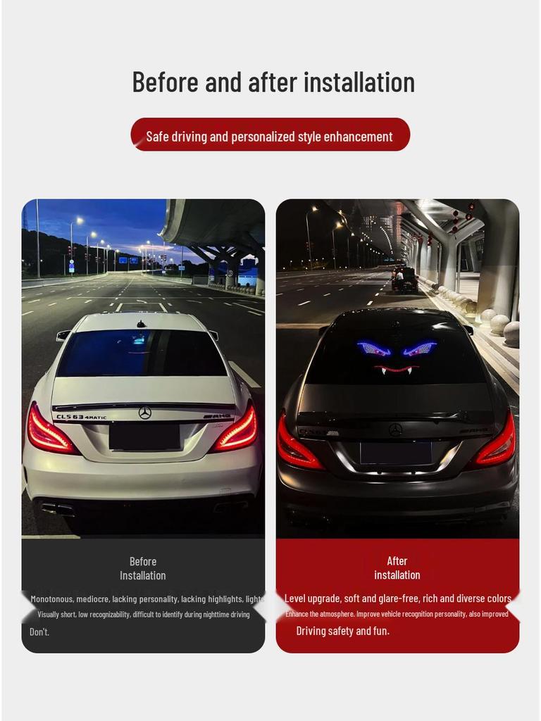 Светодиодный USB-дисплей для автомобиля «Глаз демона вампира» - Предупредительный свет для выражения на заднем стекле