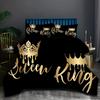 King Queen Letters Pattern 3D Printed Quilt Cover Set Couple Style Bedding Set Home Textiles Comfortable Duvet Cover Pillowcase